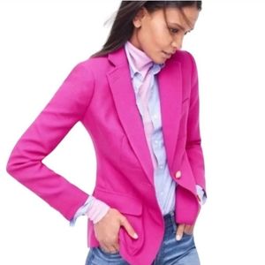 J. CREW Pink Schoolboy Blazer Women’s 8 Barbiecore Preppy Wool Hot Pink Gold